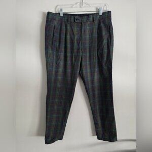 BOGNER | Vintage Plaid Pants Cotton Mens Sz 36 Short Green